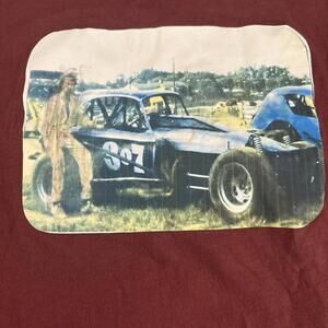 George XL Long Sleeve Maroon Graphic T-Shirt Vintage RaceCar